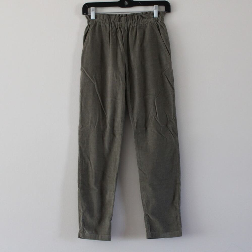 NWT Bonpoint Fetiche Green Straight Leg Paperbag Waist Corduroy Pants Trouser 12